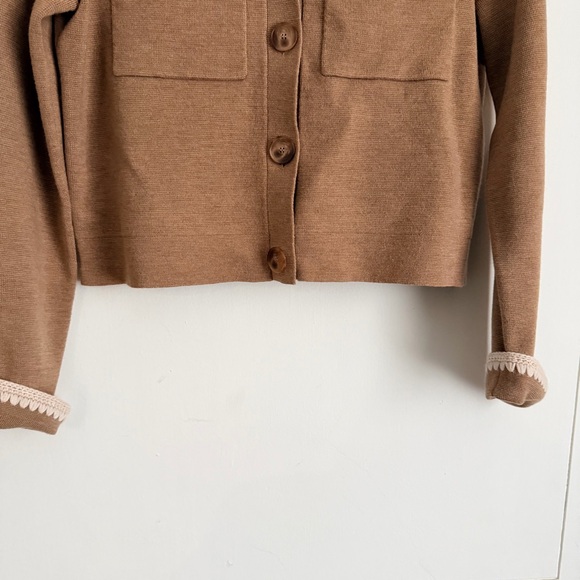 Sezane Betty Cardigan Mottled Camel Vanilla Crochet - Picture 5 of 7